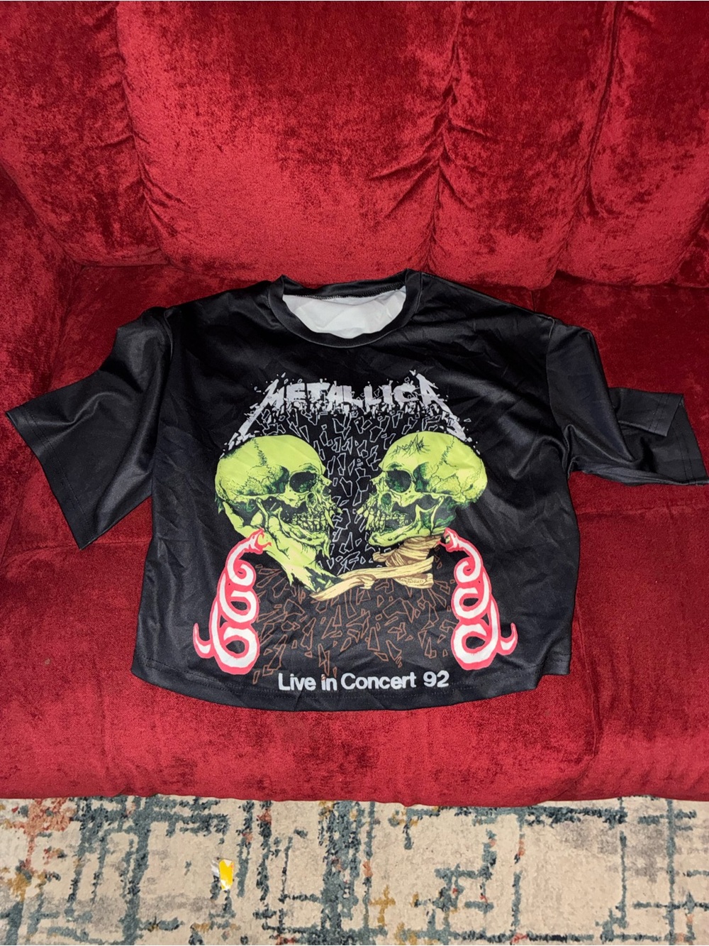 Stance Black Tee with Neon Green Skull Graphic and Pink Accents
